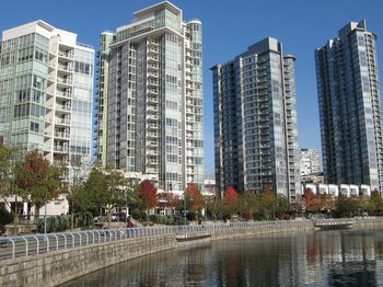 Vancouver Yaletown skyline and seawall, Vancouver, British Columbia, Canada
